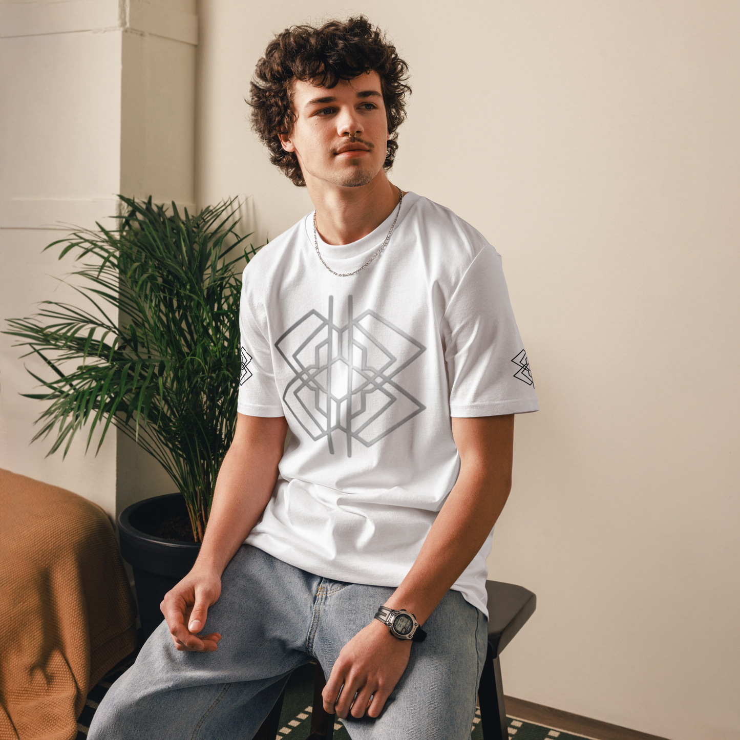 Camiseta Organic Geometric White